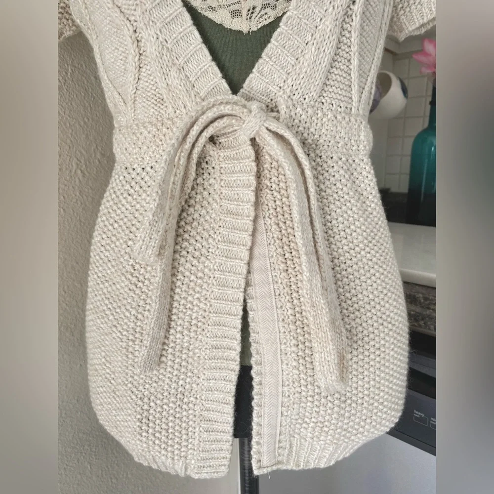Y2k Aeropostale babydoll tie waist short sleeve cardigan sweater - Picture 4 of 13